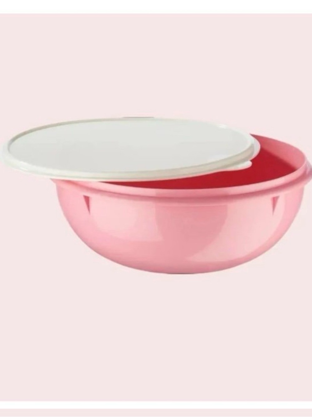 Tupperware Pink Mixing Bowl with White Lid